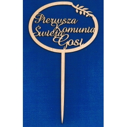Topper  , ozdoba bukietu kwiatów " I Komunia Święta Gosi "   26x15cm